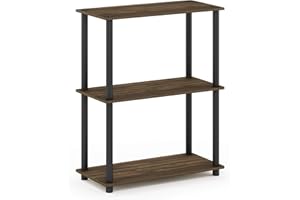 Furinno Estantes sin herramientas Nogal de Columbia/Negro Tubos redondos