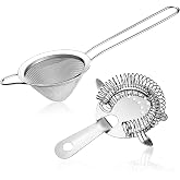 2 Pieces Fine Mesh Strainers with Handle Stainless Steel Food Conical Strainer Stainless Steel Cocktail Strainer Filter Strai
