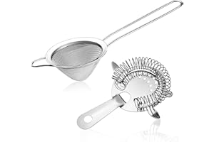 PATELAI 2 Pièces Passoire à Mailles Fines avec Poignée Passoire Alimentaire Conique en Acier Inoxydable Passoire à Cocktail en Acier Inoxydable Filtre à Passoire de Barman en Argent pour Maison