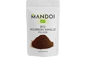 ‎MANDOI Mandoi BIO Bourbon Vanillepulver gemahlen, 15g. Gemahlenes Pulver von echten Vanilleschoten. Vanilla Powder aus Madagaskar. ohne Zusätze
