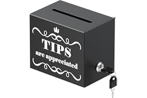 Uniclife Boîte à pourboires en métal pour les barmans, 15x10x13 cm, Boîte à pourboires avec serrure, Boîtes de collecte d'argent pour les bars, restaurants et cafés