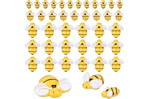 Uoeo 60 Pieces Mini Bees Ornaments Yellow Bumble Bee Decorations Cute Resin Bees Flatback Embellishment for DIY Craft Hair Accessories Jewelry Making Decor