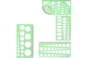 Heanvmyss Plantilla para Dibujar Geométricas,4 Piezas Trazador de Círculos,Plantilla de Medición de Plástico para Dibujar,Medir,Diseñar,Oficina,Hogar,Escuela(Verde)