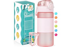 CodiCile Trinkflasche Kinder, 500ml BPA freie Wasserflasche, Trinkflasche Kinder Auslaufsicher mit Griff Flaschenhüllen für Mädchen Jungen,Sport Trinkflasche für Schule mit Fruchteinsatz (Rosa)