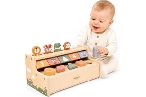 Joyreal Montessori leksak från 1 år, pop up leksak baby | Träleksak motorikleksak sorteringsspel med 5 djur, present barnleksak från 1 2 3 år flicka pojke