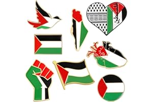 DPKOW Drapeau Palestine Broches Pins Drapeau Palestinien Accessoires, 8 Pièces Pins Palestine Flag Bouton Épingles Palestinian Flag Pin's Accessoires Palestiniennes Free Broche Bouton Badges