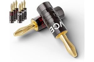 VCELINK Fiche Banane 4 Paires (8 Pièces) Plaqué Or pour Câble Enceinte 12 à 18 AWG, Fiches Banane HiFi, Connecteurs pour Haut-Parleur, Amplificateur, Speaker Cable