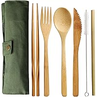 nuoshen Bamboo Cutlery Set, Reusable Bamboo Utensils Set Eco Friendly Travel Tableware Set