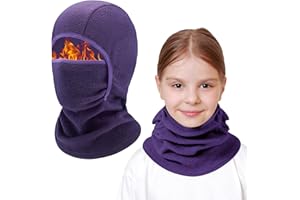 AYPOW Passamontagna in Pile Termico Bambini 4-13 Anni, Invernale Multifunzione Antivento Caldo Maschera da Sci da Ciclismo, Berretti Cappello con Scaldacollo per Ragazzi Ragazze Sport all'Aria Aperta