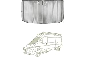 VanEssential Insulated Reflective Blackout Front Windshield Cover Designed for RAM Promaster Van Years 2014 to Current Model - Charcoal Gray Reflective