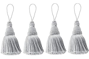 Fenghuangwu Colorful Tassel Key Tassel DIY Accessories for Curtain and Home Decoration 4 Packs (Silver)