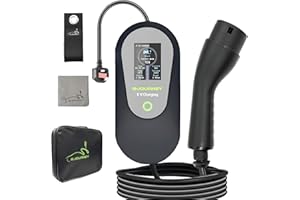 G-Journey EV Charger Cable Type 2 To 3 Pin Plug 8M/26.25Ft，6-8-10A Adjustable,2.3KW,1-12h Timer,EV Charger 3 Pin to Type 2 Charging Cable 10A Electric Car Charger IP 65 For EVS And PHEVS