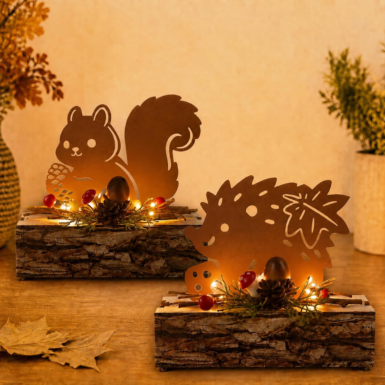 Zusammenfassung der Kundenmeinungen zu 2 Stück Herbstdeko Igel Eichhörnchen Deko mit