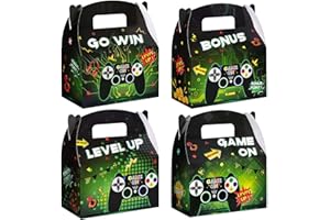 WERNNSAI Video Game Party Gift Boxes - 12 PCS Green Gaming Birthday Supplies Kids Party Bags Goodie Candy Favor Boxes Kids Boys Birthday Decorations for Gaming Night Party Supplies