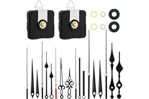 Wantli 2 Pezzi Movimento Meccanismo Orologio da Parete, con 6 Set Lancette Orologio, Movimento Silenzioso al Quarzo, per Parti Riparazione Dell'Orologio Parete Sostituzione (13 mm)