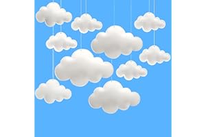 CIELARY 10 nuvole decorative 3D da appendere, per camera da letto, soffitto, nuvole bianche in feltro, per baby shower, feste di nozze, sfondo, asilo nido e aula (10 nuvole bianche)