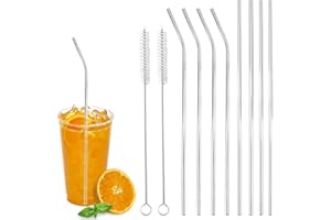 NEWATTY Cannucce Acciaio Inox 40 oz, 30cm/11.8in Kit Cannucce Riutilizzabili 8 Cannucce Dritte Curve con 2 Spazzole Ecologiche per Pulizia Cannuccia Acciaio Inox Compatibile con Stanley 40 oz