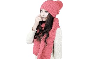 AISHNE Winter Mütze Schal damen set warme Gestrickt Beanie mit pom Frauen Mädchen wolle