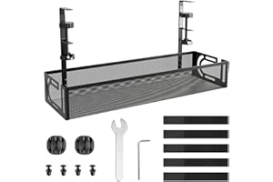 Dawnrole Cable Management Under Desk Tray,No Drill Steel Desk Cable Organizers for Home Office