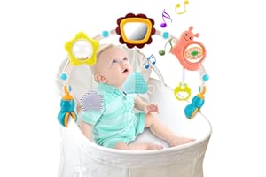 AIERRSON Baby Toy Pram Toys for Babies 0-6 Months, Adjustable Pushchair Car Seat Toys 0-6 Months, Newborn Sensory Toy Hanging Rattle Arch Toy for Toddler Boy Girl 0 3 6 9 12 Months