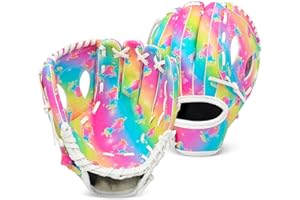 AUSLETIE Kids Baseball Glove, Softball Gloves, Kids Girls Toddlers Baseball Softball Mitt, 9''-10.5'' T-Ball Glove for Training and Beginner Play, Left Hand Glove, Right Hand Throw