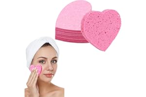ZYKORT 30 Pièce Éponges Visage Comprimées, Éponges Faciales en Forme de Cœur, Visage Éponge de Maquillage peut être Utilisé pour le Nettoyage du Visage Massage Exfoliation des Pores Démaquillage（Rose）