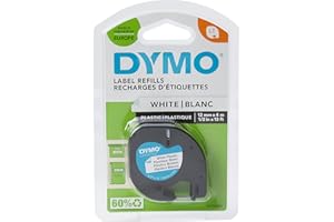 Dymo S0721610 LetraTag Nastri in Plastica, 12 mm x 4 m, Bianco