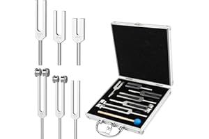 DIDIBIRDI Tuning Fork Set of 6 Sound Healing Therapy Tool Chakra Set 128HZ, 256HZ, 512HZ, 1024HZ, 2048HZ, 4096HZ, Includes Beautiful Aluminium Gift Box for Meditation, Yoga