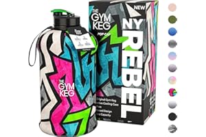 The Gym Keg Official Sports 2L Water Bottle (2.2 L) Insulated Sleeve | Carry Handle | Fitness, Exercise, Large Gym 2 litre Water Bottle | Ecofriendly, BPA Free, 40% Thicker Plastic