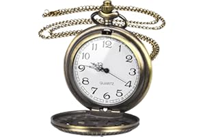 LUCKYKODOR Orologio da Taschino Vintage, Orologio da Tasca con Catena, Design Cavo, Collana di Orologio da Taschino per uomo, Regalo per Giorno di Natale, Compleanno