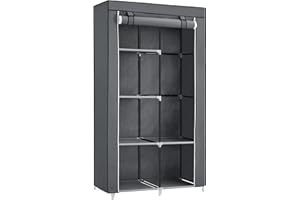 ‎SONGMICS Songmics Szafa na ubrania, szafa z materiału, 6 półek, różne możliwości montażu, 88 x 45 x 168 cm, do sypialni, garderoby, szara RYG84G