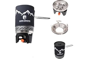 Alpin Loacker Storm Kit Pro - Fornello a gas da campeggio leggero ultraleggero con accensione piezoelettrica e pentola
