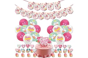 Wonlonda Mother'S Day Decoration Balloons Kits Best MOM EVER Balloons Cake Topper Mother's Day Party Supplies Happy Mother'S Day Banner Latex Balloon