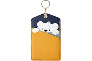 AXFEE Porta Badge, Porta Carte in pelle PU, Porta Carte di Credito, Cartone Animato Carino, per Carte D'identità e Badge, Compatible con Airtag, per Donne, Infermieri, Dottore, Studente - Orso