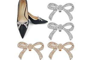 SYEYCW 4 Pcs Clip on Bows For Shoes, Detachable Elegant Rhinestone Crystal Shoe Charms, Metal Shoe Buckles, Crystal Decorative Shoe Clips, for Women Wedding Prom Party High Heels Accessories