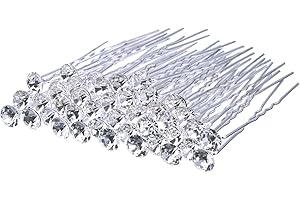 KINDOYO 30PCS Rhinestone Hair Pins -Bridal Wedding Hair Bun Pins U Shaped Hair Bobby Hairpin Hair Styling Clip for Women Girl Brides - White