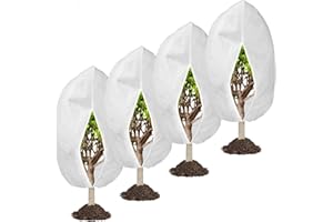 MUYYIKA Winterschutz für Pflanzen Frostschutz Winterschutz Kübelpflanzensack 4 Stück Frostschutzhaube für Reißverschlüsse Pflanzenmit mit Zugband, Garden Winterschutzvlie (60 * 80cm)