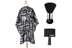 CLKE Accessori da parrucchiere, con 2 pennelli da parrucchiere e 1 mantello da parrucchiere per adulti, pennello da collo, mantello da parrucchiere, accessorio professionale per la casa o il