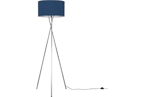 MiniSun | Modern Polished Chrome Floor Lamp with a Navy Blue Shade | Floor Lamps & Torchieres, Home Décor & Improvement Essential | Includes 6W LED Bulb [3000K Warm White]