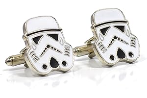 BEAUX BIJOUX Gemelos, accesorio para hombres, con diseño con forma de Stormtrooper de la película La Guerra de las Galaxias, color blanco y negro