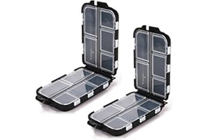 MAIANY Portapillole Settimanale da Viaggio con 10 Scomparti Portatile e Compatto Ideale per Viaggiatori e Anziani Contenitore per Pillole con Custodia Grigia (Nero+Nero)