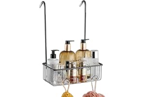 QIUFEN Mensola Doccia da Appendere Porta Bagnoschiuma da Doccia in Acciaio Inox, Porta Shampoo Doccia da Appendere con Ganci per porta in vetro e porta del bagno (Spessore≤3CM), Grigio