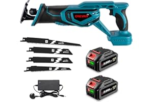 ONEVAN Reciprocating Saw Cordless Saber Saw Brushless - Battery Hand Saws for Cutting Wood, 0-3000SPM Stroke Speed with 4 Saw Blades (Incl. 2 Batteries)