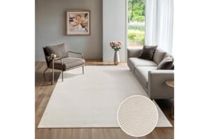 ‎THE CARPET the carpet Rio Modern and Soft Rug for Living Room, Bedroom, with Non-Slip Backing and 3D Look, Fluffy Surface, Easy to Clean and Robust, Cream, 140 x 200 cm