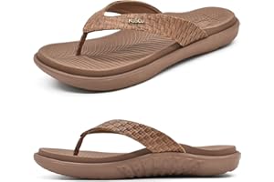 KuaiLu Tongs Femmes Sandales en Cuir de Mode été Avec Support de Orthopédique Tongs de Plage et Claquettes de Piscine