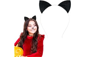 WLLHYF Glitter kattöron pannband halloween hårband fin klänning katt öra hår ring kvinna pannband cosplay fest kostym