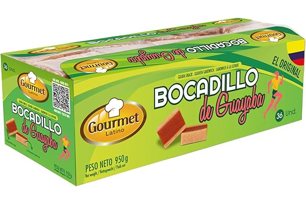 Pack de 36 Bocadillos de Guayaba - 950 g - Sabor Dulce - Alto Contenido en Vitamina C - Aporta una Dosis Extra de Energía - Propiedades Digestivas - Ideal para Deportistas - Gourmet Latino