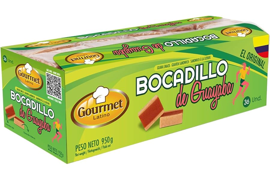 Pack de 36 Bocadillos de Guayaba - 950 g - Sabor Dulce - Alto Contenido en Vitamina C - Valor Energético 23g Hc por Bocadillo