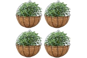 NUPTIO 4 Pcs Hanging Wall Planter Wall Mounted Planters, Wall Hanging Baskets Half Moon Basket Outdoor Hanging Flower Pot with Coco Liners for Planters, Hanging Baskets for Plants Outdoor