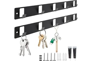 Galerie SV 2 Pezzi Portachiavi da Parete Con 5 Ganci - Porta Chiavi da Muro per Casa - Appendi Chiavi Ingresso - Ganci Adesivi Muro - Adatto per Ingressi, Corridoi, Soggiorni (Nero)